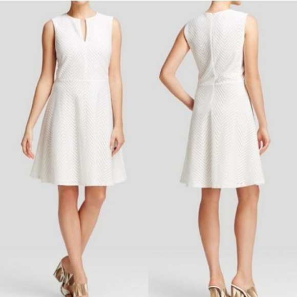 Tory Burch White Sleeveless Eyelet Flare Dress - Picture 1 of 9